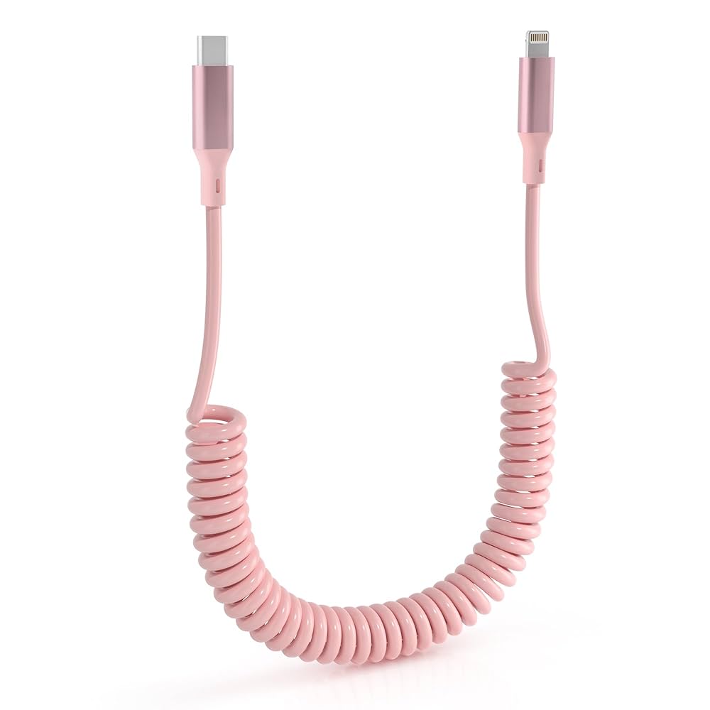 Amazon.com: Coiled iPhone Lightning Cable Apple Carplay Cord